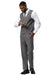Men's Stacy Adams One Button Peak Lapel Suit With Double Breasted Vest in Grey Glen Plaid