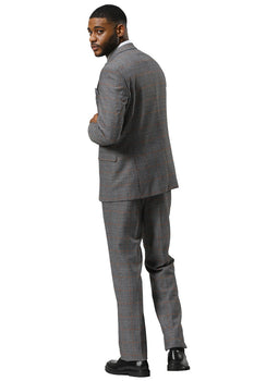 Men's Stacy Adams One Button Peak Lapel Suit With Double Breasted Vest in Grey Glen Plaid - Image 6