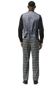 Men's Stacy Adams One Button Vested Peak Lapel Suit in Grey Glen Plaid - Image 5