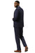 Men's Stacy Adams One Button Vested Peak Lapel Suit in Navy Glen Plaid