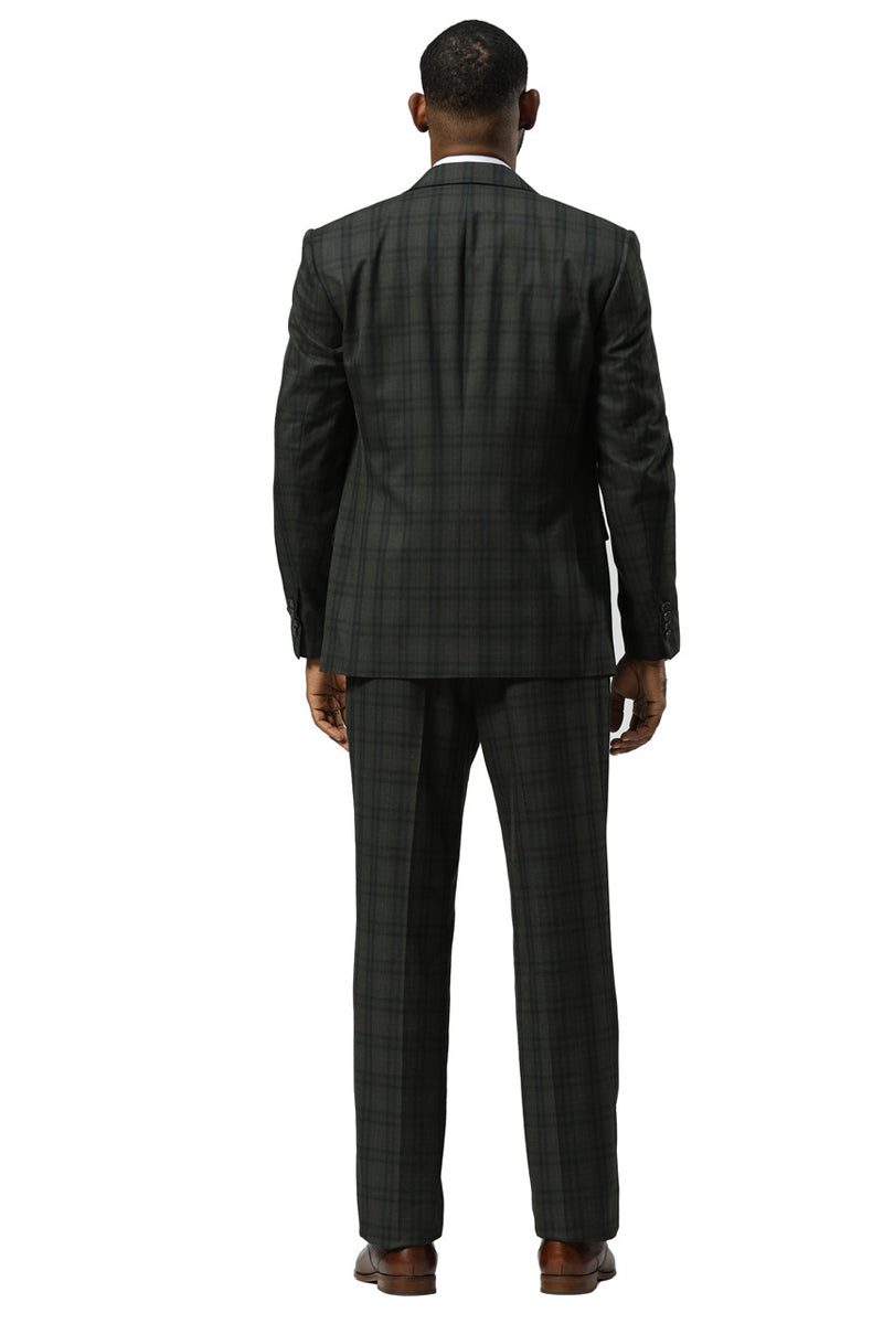 Men's Stacy Adams Modern Fit Vested Suit in Dark Hunter Green Double Windowpane Plaid - Image 5