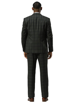 Men's Stacy Adams Modern Fit Vested Suit in Dark Hunter Green Double Windowpane Plaid - Image 5