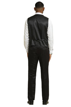 Men's Stacy Adams Shiny Brocade Wedding & Prom Tuxedo with Double Breasted Vest in Black - Image 6