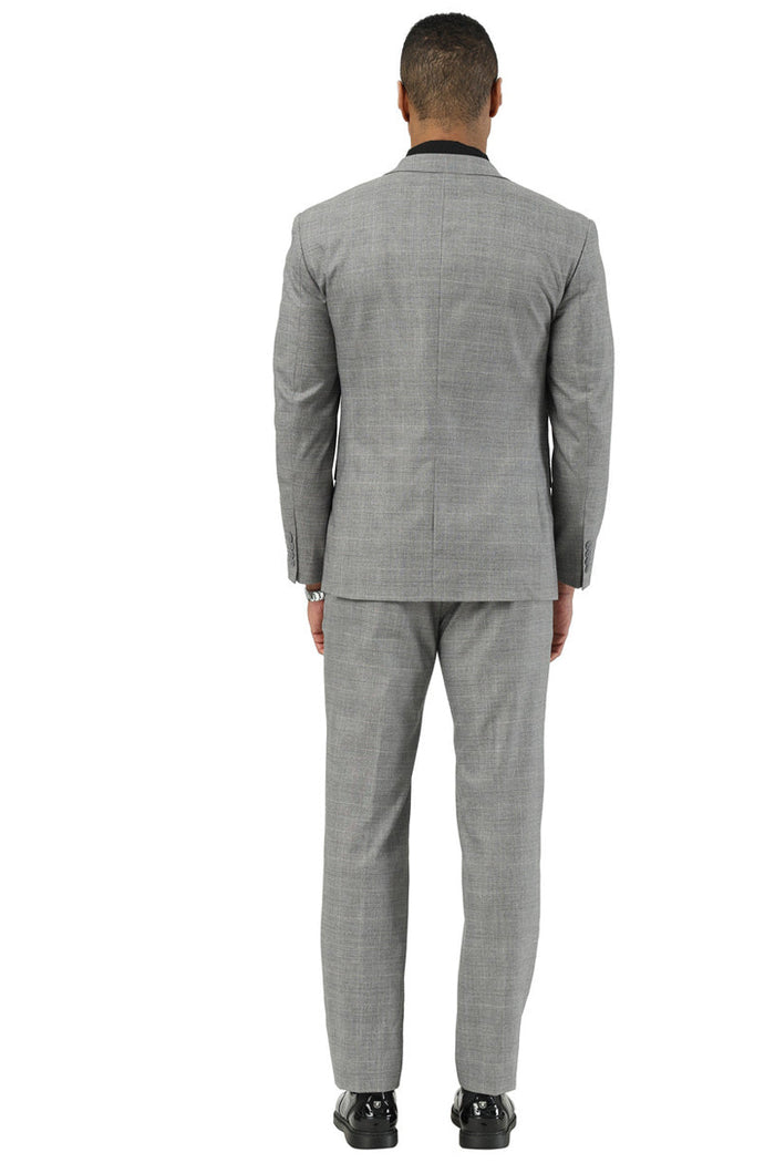 Men's Stacy Adams Two Button Vested Summer Suit in Light Grey Glen Plaid - Image 4