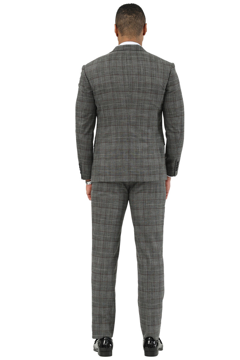 Men's Stacy Adams Two Button Wide Notch Lapel Vested Suit in Black Glen Plaid - Image 3