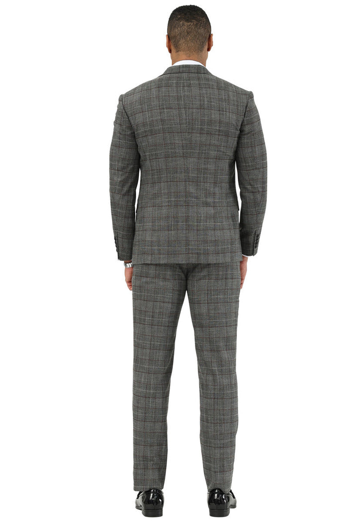 Men's Stacy Adams Two Button Wide Notch Lapel Vested Suit in Black Glen Plaid - Image 3