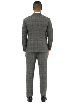 Men's Stacy Adams Two Button Wide Notch Lapel Vested Suit in Black Glen Plaid - Image 3