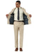 Men's Stacy Adams Double Breasted Summer Suit in Beige Windowpane Plaid