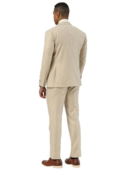 Men's Stacy Adams Double Breasted Summer Suit in Beige Windowpane Plaid - Image 4