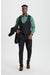 Men's Vested One Button Peak Lapel Stacy Adams Designer Suit in Black