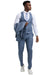 Men's Two Button Vested Stacy Adams Designer Sharkskin Suit in Steel Light Blue