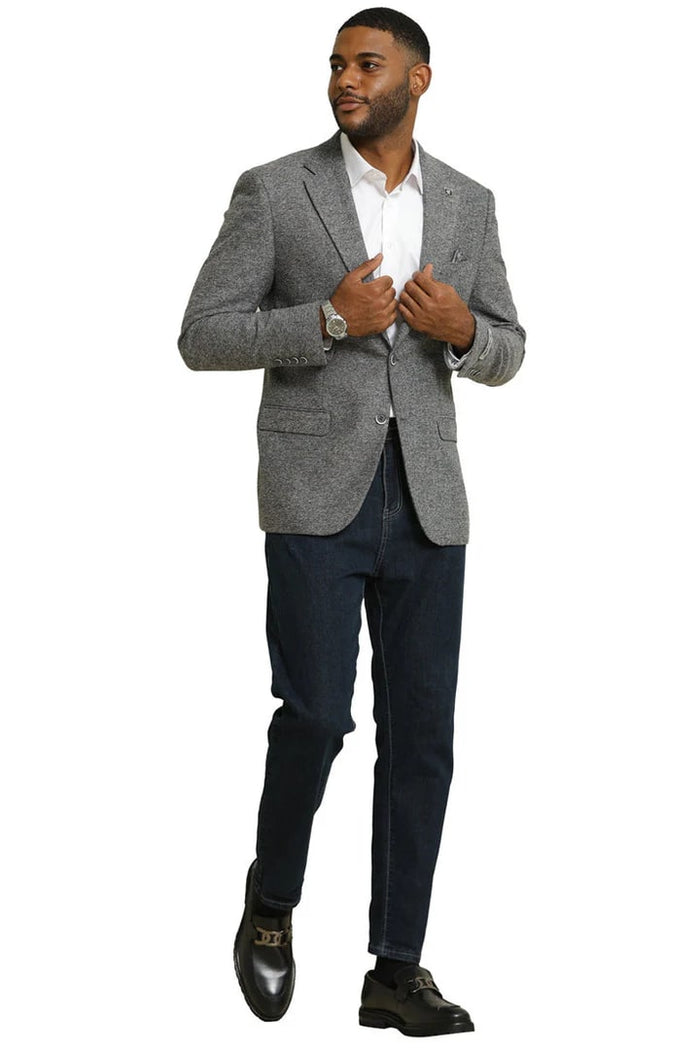 Men's Stacy Adams Vintage Professors Tweed Blazer in Grey - Image 2