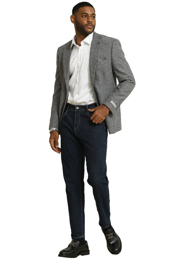 Men's Stacy Adams Vintage Professors Tweed Blazer in Grey - Image 3