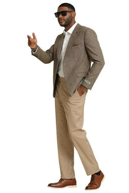 Men's Stacy Adams Vintage Professors Tweed Blazer in Tan - Image 2