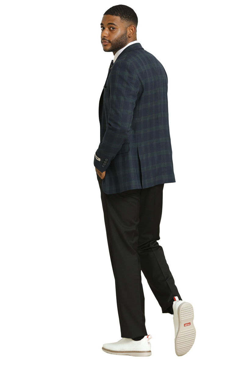 Men's Stacy Adams Modern Fit Business Sport Coat Blazer in Dark Green Plaid - Image 2