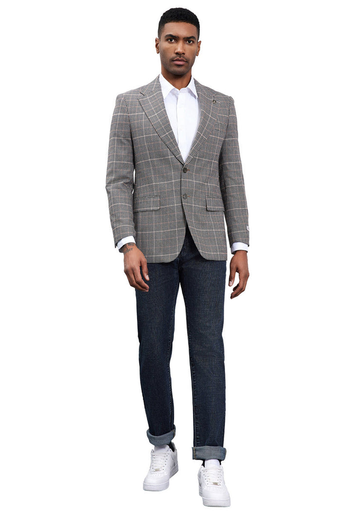 Men's Stacy Adams Modern Fit Business Sport Coat Blazer in Charcoal Grey Plaid - Image 2