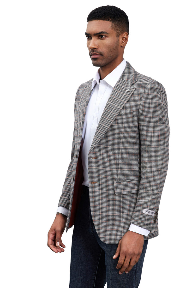 Men's Stacy Adams Modern Fit Business Sport Coat Blazer in Charcoal Grey Plaid - Image 3