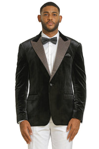 Mens Black Blazer - Men's Stacy Adams Velvet Wedding & Prom Tuxedo Jacket With Rhinestone sequin Adorned Lapel in Black