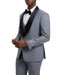Stacy Adams - Medium Gray 3 Piece Hybrid Fit Tuxedo Satin Shawl Lapel
