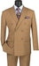 Naples Collection - Camel Modern Fit Double Breasted Windowpane Peak Lapel 2 Piece Suit