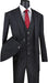 Odyssey Collection - Black Regular Fit 3 Piece Suit 2 Button Gangster Stripe