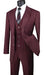 Odyssey Collection - Burgundy Regular Fit 3 Piece Suit 2 Button Gangster Stripe
