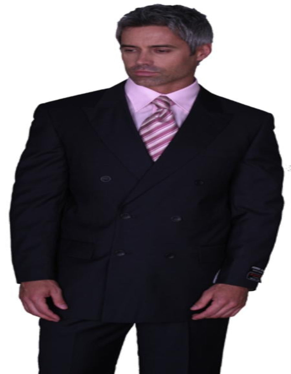 SOILD BLACK DOUBLE BREASTED SUITS SUIT