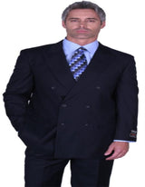 SOILD DARK NAVY DOUBLE BREASTED SUITS SUIT HAND MADE