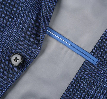 Saco vaquero - Western Sport Coat - Western Blazer- Mens Two Button Classic Fit Sport Coat Blazer In Navy Blue Windowpane Plaid