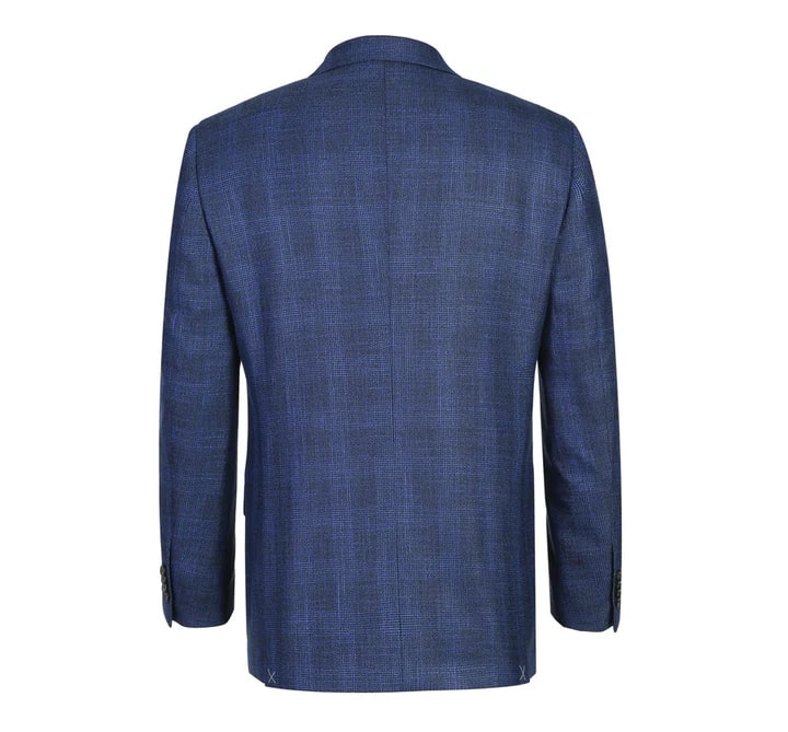 Saco vaquero - Western Sport Coat - Western Blazer- Mens Two Button Classic Fit Sport Coat Blazer In Navy Blue Windowpane Plaid