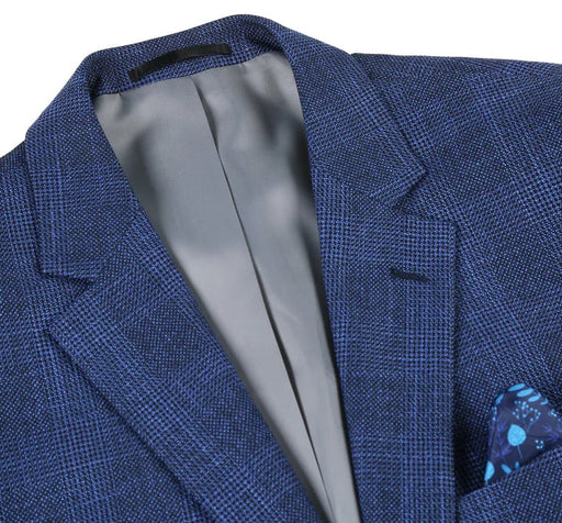 Saco vaquero - Western Sport Coat - Western Blazer- Mens Two Button Classic Fit Sport Coat Blazer In Navy Blue Windowpane Plaid