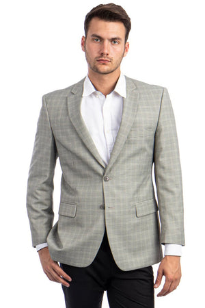 Saco vaquero - Western Sport Coat - Western Blazer - Men's Two Button Regular Fit Sport Coat In Light Green Glen Plaid