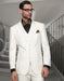 Mens 2 Button Modern Fit Vested Wool Suit in Ivory