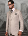 Mens 2 Button Modern Fit Vested Wool Suit in Sand