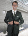 Mens 2 Button Modern Fit Vested Pick Stich Suit in Hunter Green