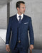 Mens 2 Button Modern Fit Vested Pick Stich Suit in Sapphire Blue