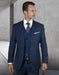 Mens 2 Button Modern Fit Vested Pick Stich Suit in Sapphire Blue