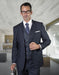Mens 2 Button Notch Lapel Wool Suit With Double Breasted Shawl Vest in Blue