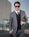 Mens 2 Button Notch Lapel Wool Suit With Double Breasted Shawl Vest in Grey Windowpane