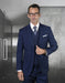 Mens 2 Button Notch Lapel Wool Suit With Double Breasted Shawl Vest in Sapphire Windowpane