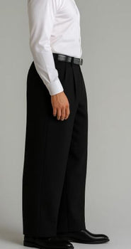 Black Wide Leg Dress Pants Pleated Baggy Dress Trousers Unhemmed Unfinished Bottom - Cheap Priced Dress Slacks For Men On Sale - Image 5