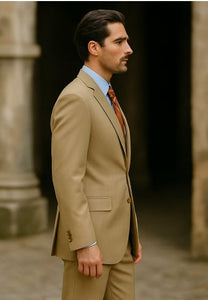 Men's Two Button Suit - Camel ~ Khaki  2 Piece Suits - Two piece Business suits Suit - Image 4