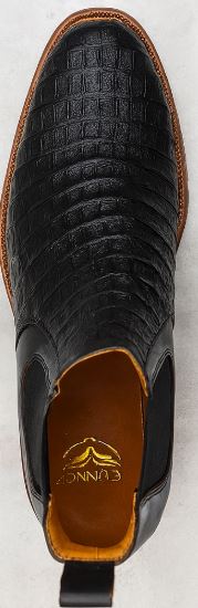Mens Short Caiman Print Boots - Black