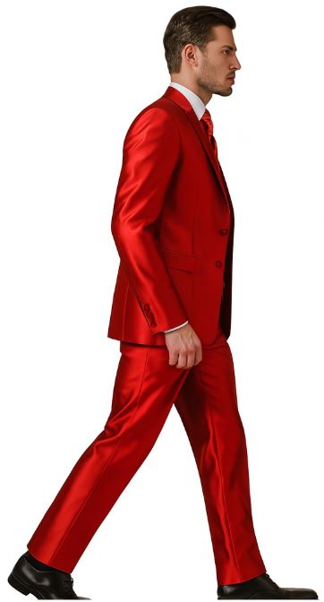 Sateen Flashy Suit - Red