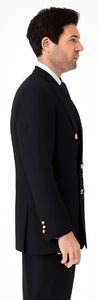Double Breasted Blazer with Gold Buttons - Black Sport Coat
