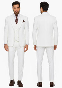 Big Lapel - Wide Lapel - Tom Ford Style Suit - Ticket Pocket - White