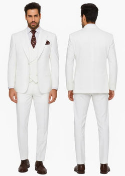 Big Lapel - Wide Lapel - Tom Ford Style Suit - Ticket Pocket - White - Image 3