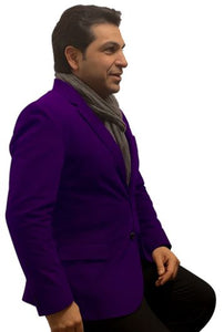 Single-Breasted Fully Lined Men's 2 Btn Notch Collar Velvet Purple