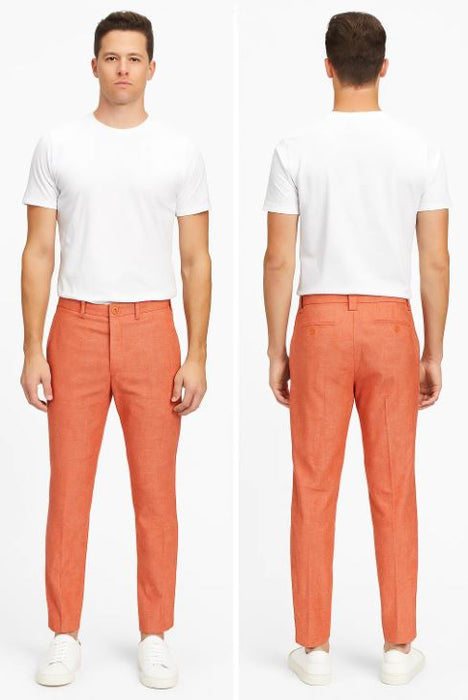 Linen Flat Front Pants Tangy Orange