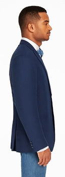 Men'S Navy Solid 2 Button Linen Classic Fit Sport Coat Blazer - Image 4